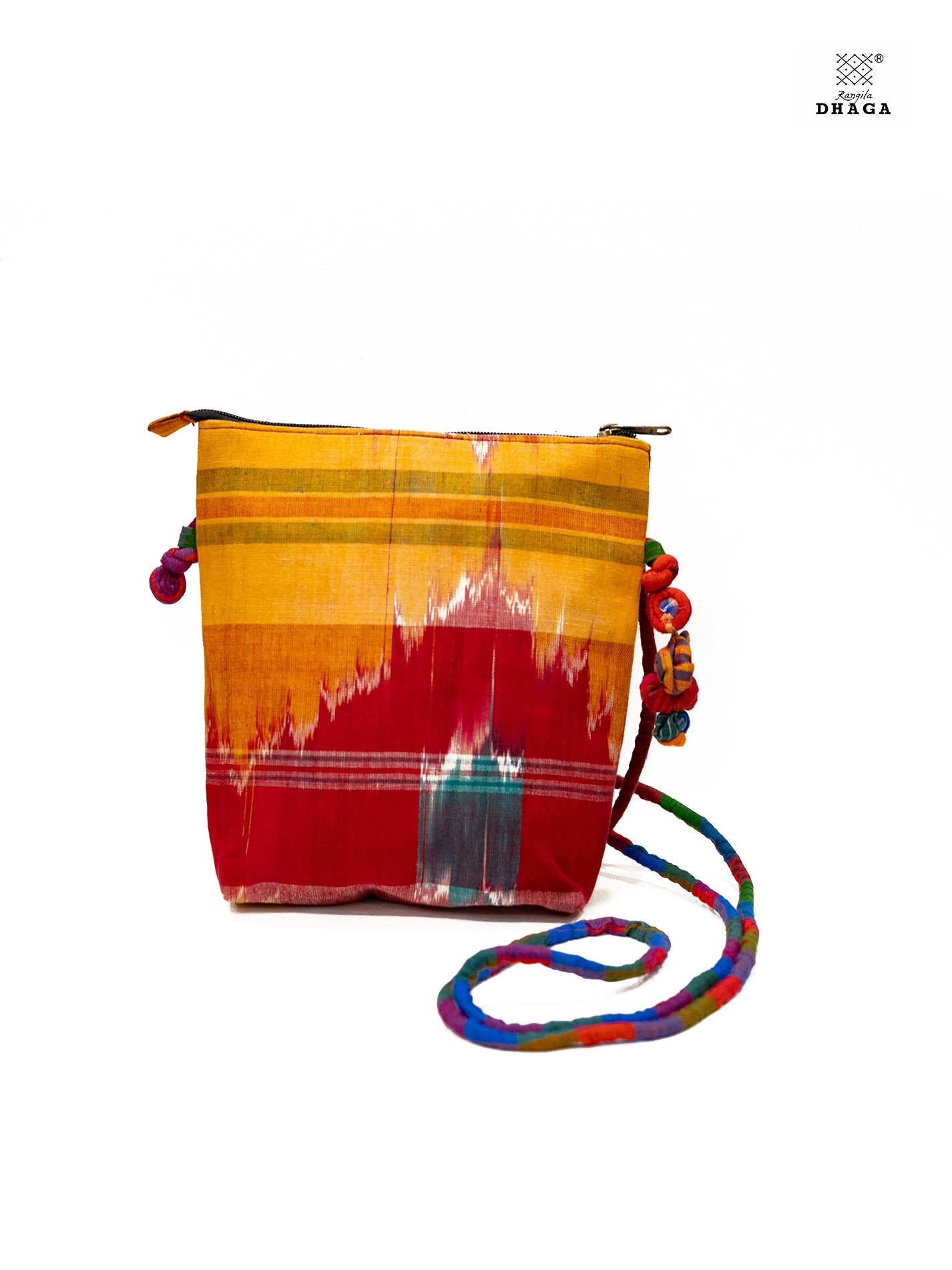 Sling Bag Gamcha Fashion Hand Embroided Green SL10
