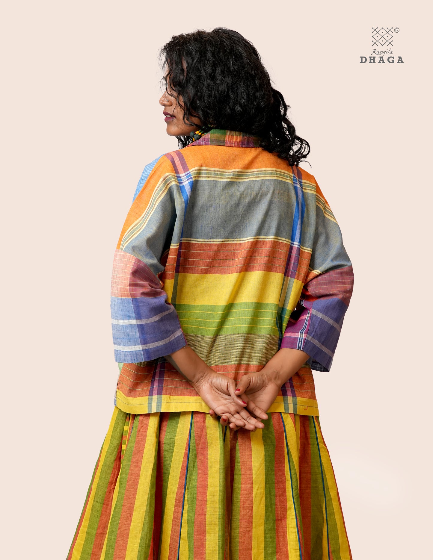 Women’s Oversized Gamcha Cotton Shirt | Handloom Front Open Top S07– Rangila Dhaga (Copy) (Copy) (Copy)