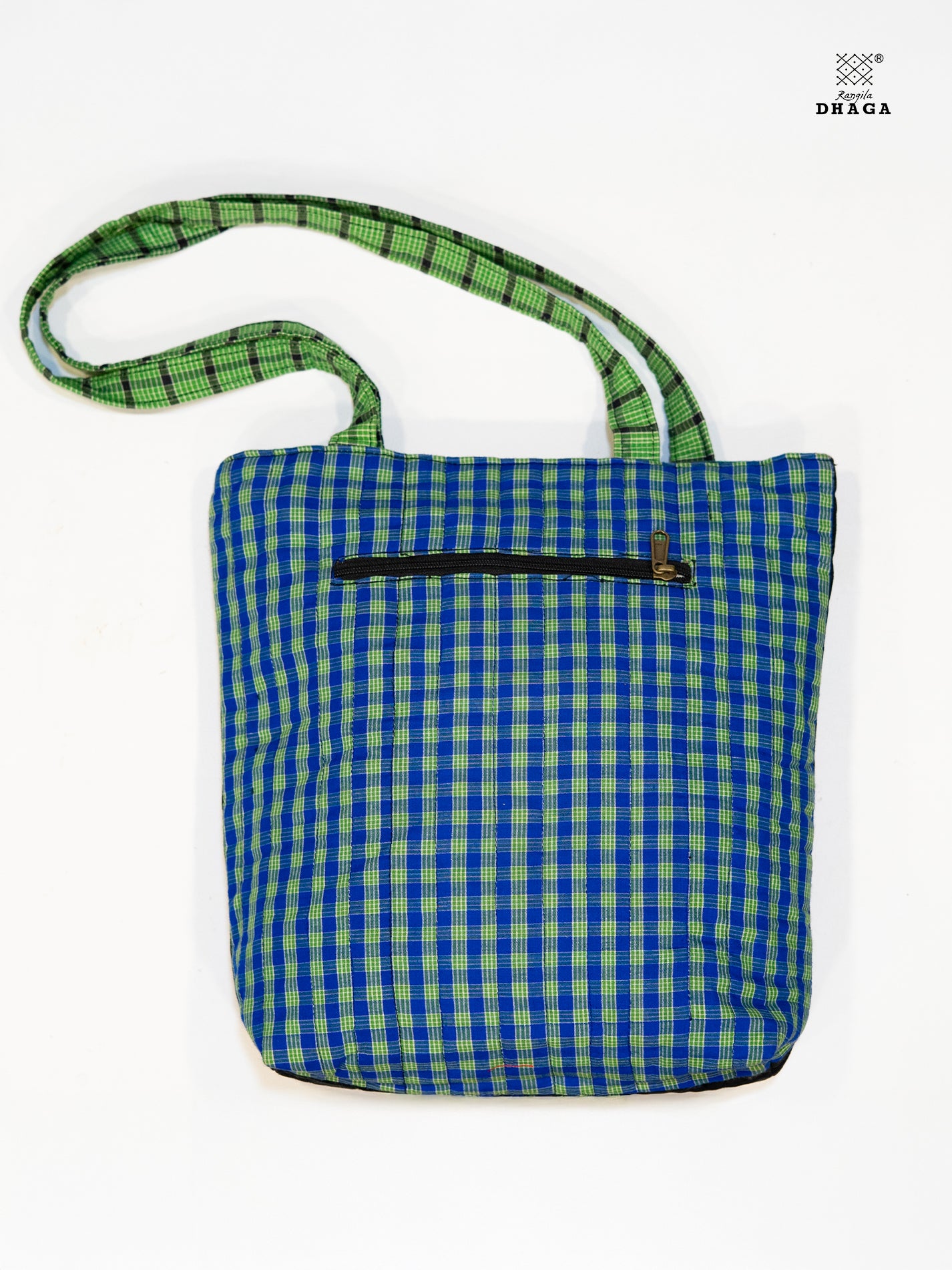Handcrafted Gamcha Tote Bag – "Keep Distance" Embroidery With Zipper Pocket Bag21