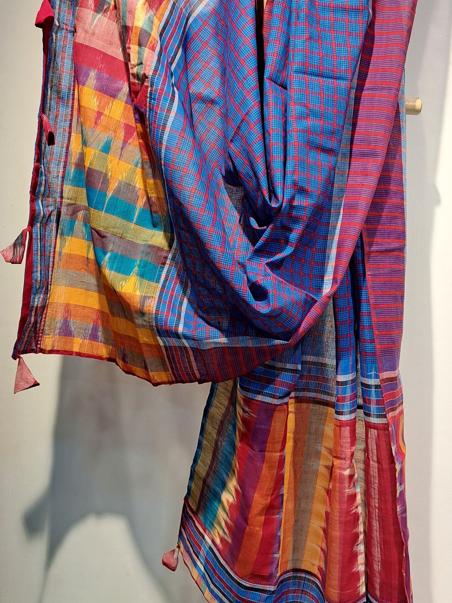 Patch work Gamcha Fashion Handloom Cotton Dupatta DP16( Blue Multicolor)