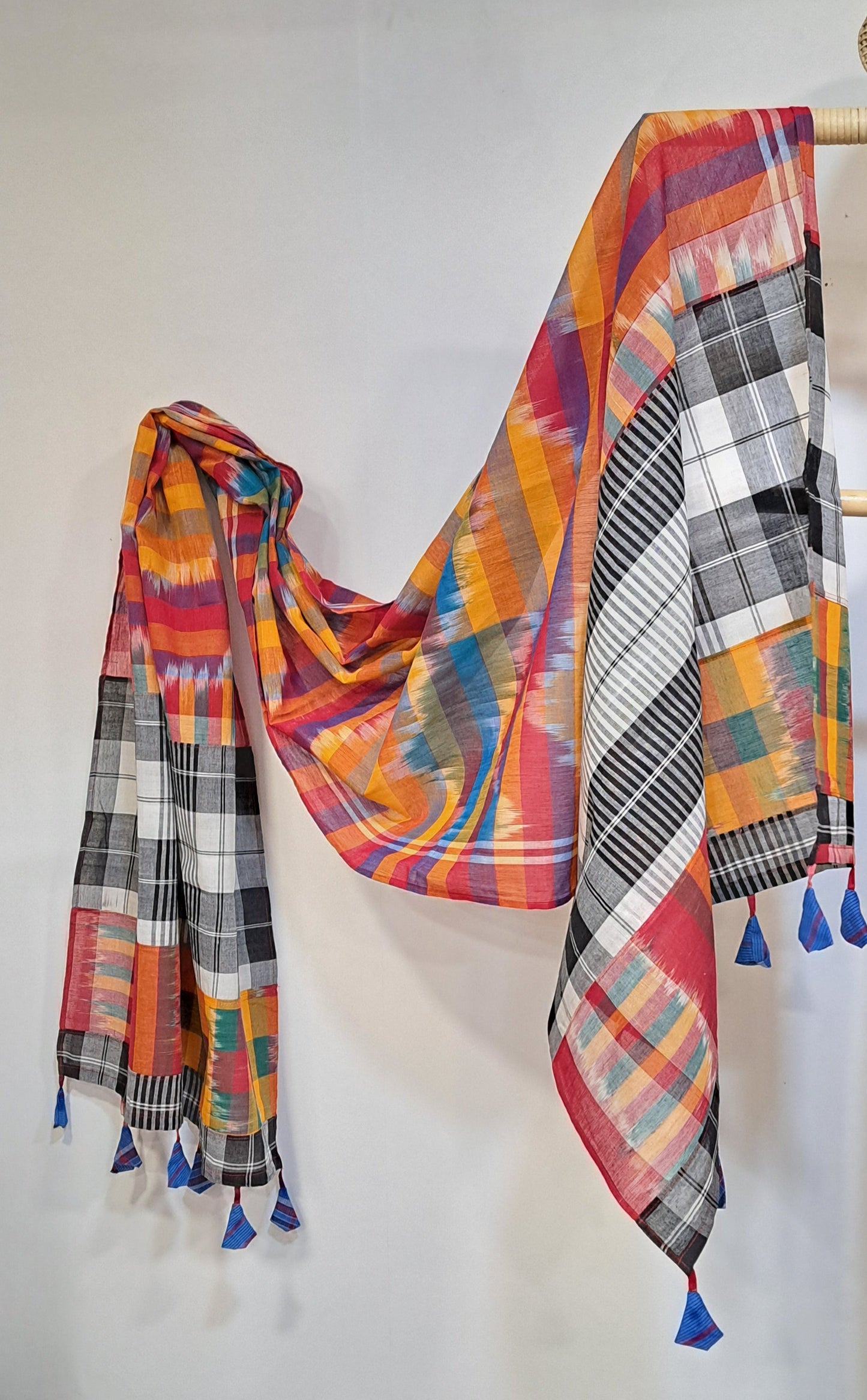 Patch work Gamcha Fashion Handloom Cotton Dupatta ( Multicolor) DP31