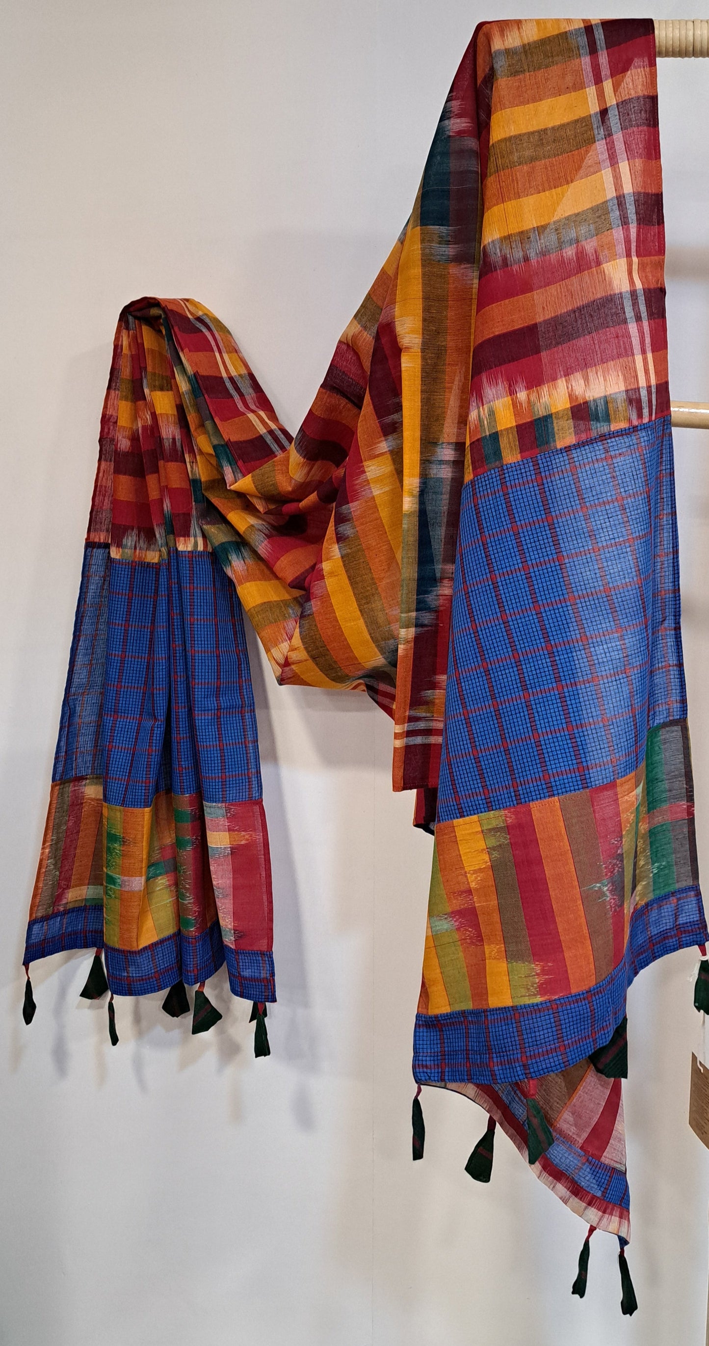 Patch work Gamcha Fashion Handloom Cotton Dupatta ( Multicolor) DP30