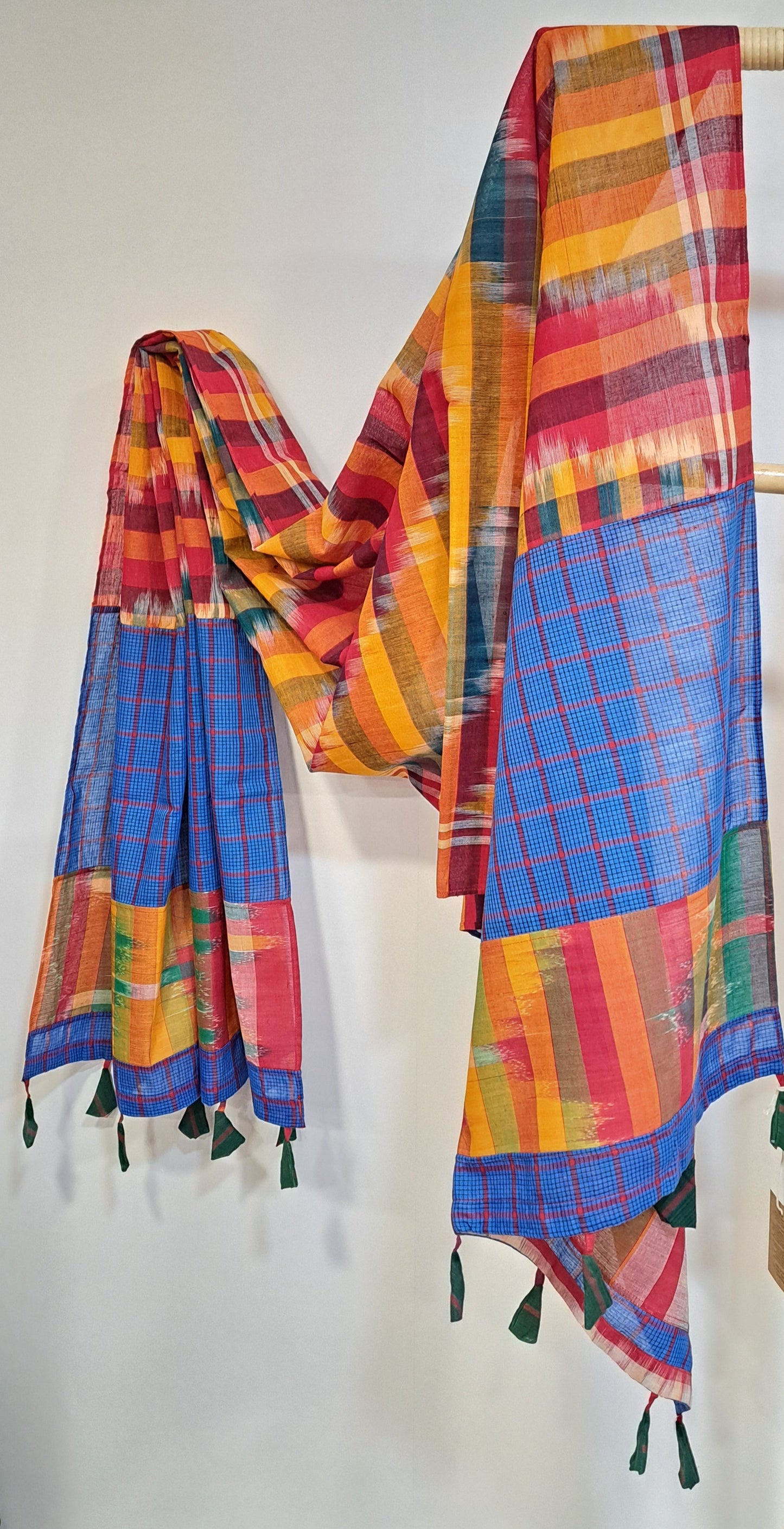 Patch work Gamcha Fashion Handloom Cotton Dupatta ( Multicolor) DP30