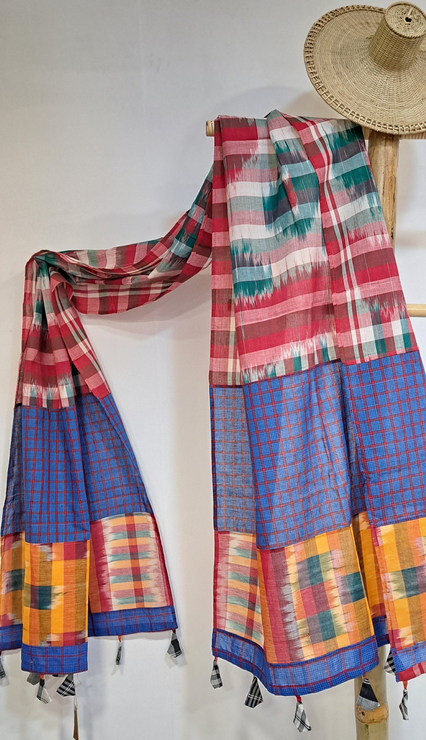 Patch work Gamcha Fashion Handloom Cotton Dupatta ( Multicolor) DP33