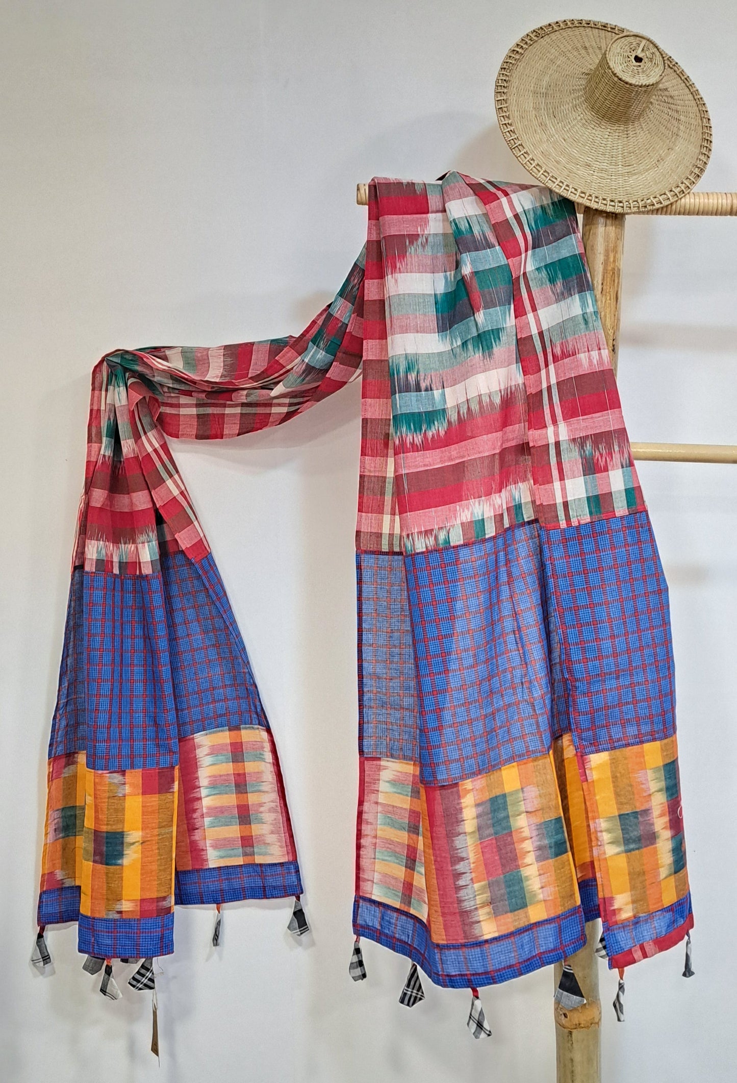 Patch work Gamcha Fashion Handloom Cotton Dupatta ( Multicolor) DP33