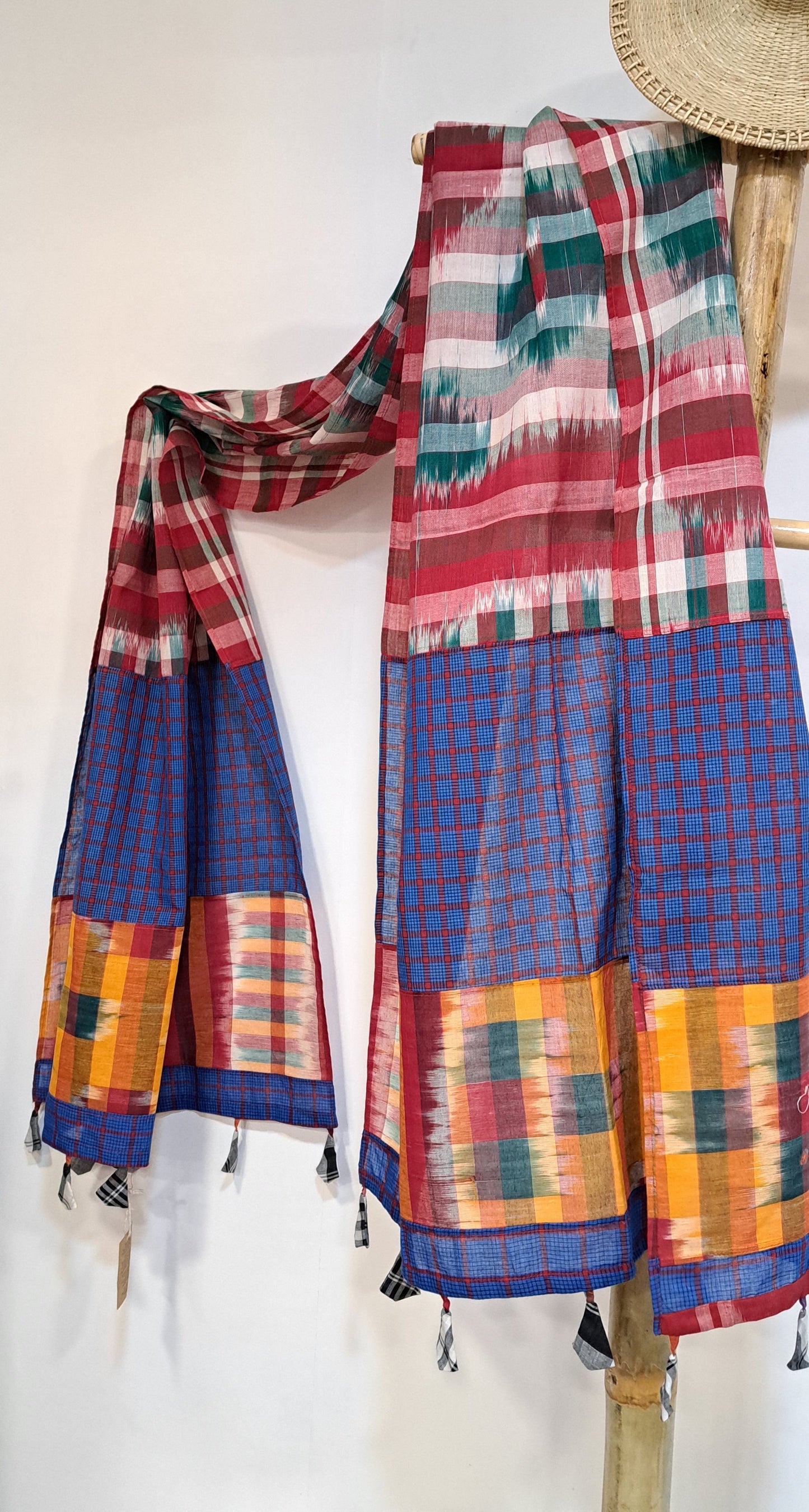 Patch work Gamcha Fashion Handloom Cotton Dupatta ( Multicolor) DP33