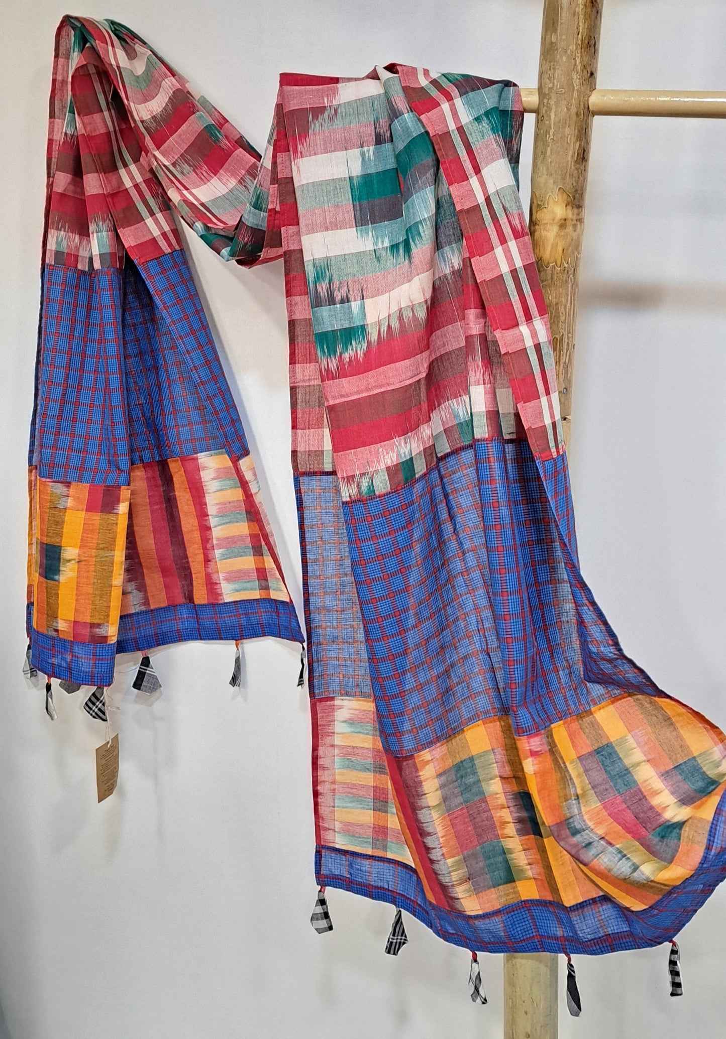 Patch work Gamcha Fashion Handloom Cotton Dupatta ( Multicolor) DP33