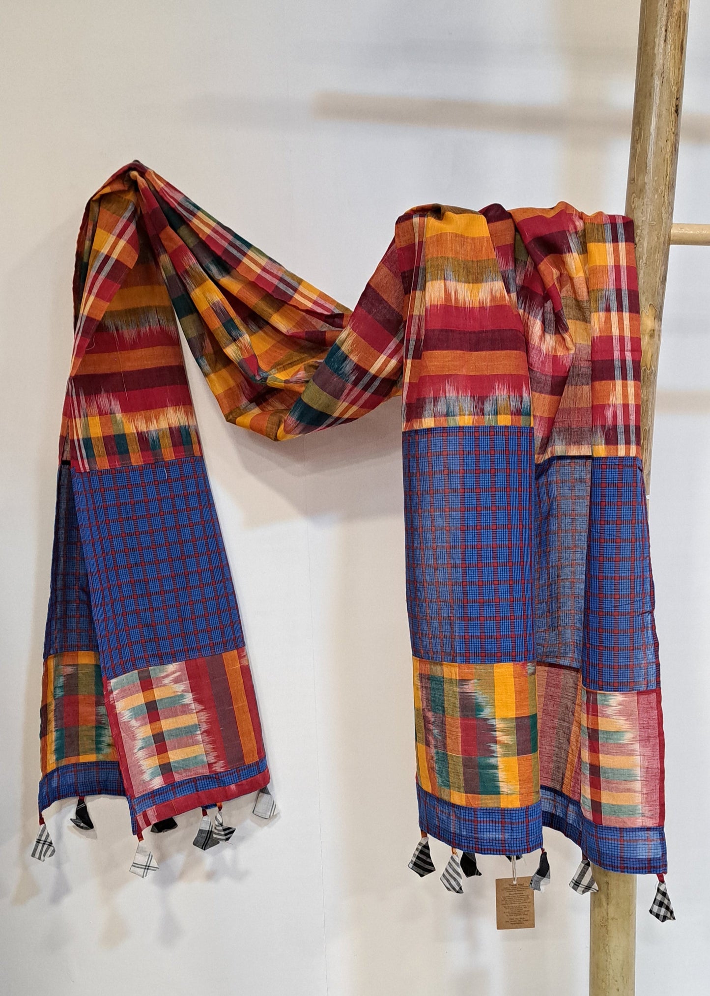 Patch work Gamcha Fashion Handloom Cotton Dupatta ( Multicolor) DP32