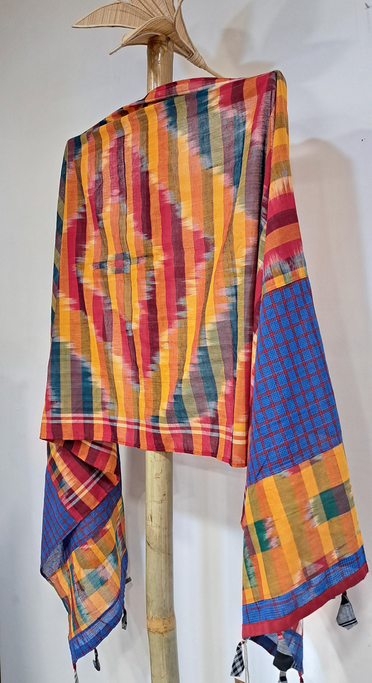 Patch work Gamcha Fashion Handloom Cotton Dupatta ( Multicolor) DP32