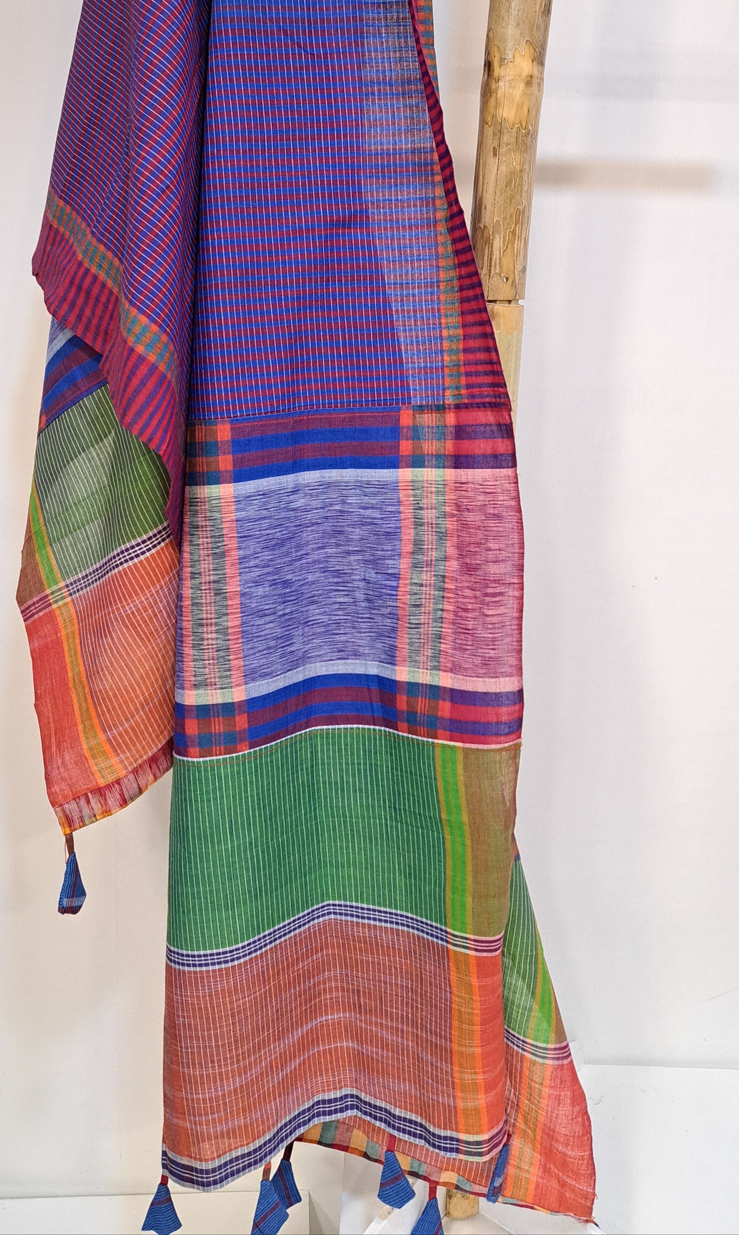 Patch work Gamcha Fashion Handloom Cotton Dupatta ( Multicolor) DP34