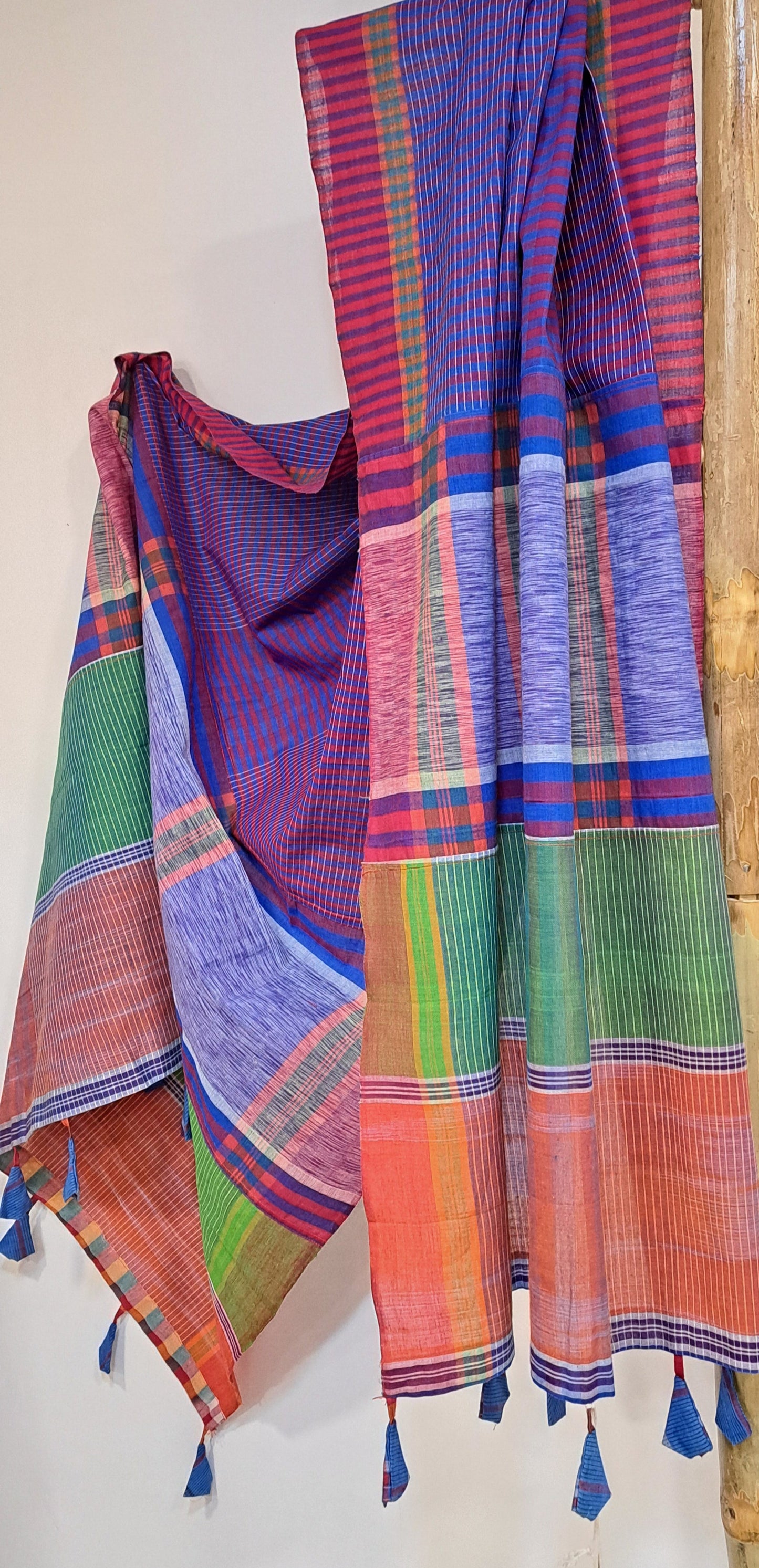 Patch work Gamcha Fashion Handloom Cotton Dupatta ( Multicolor) DP34