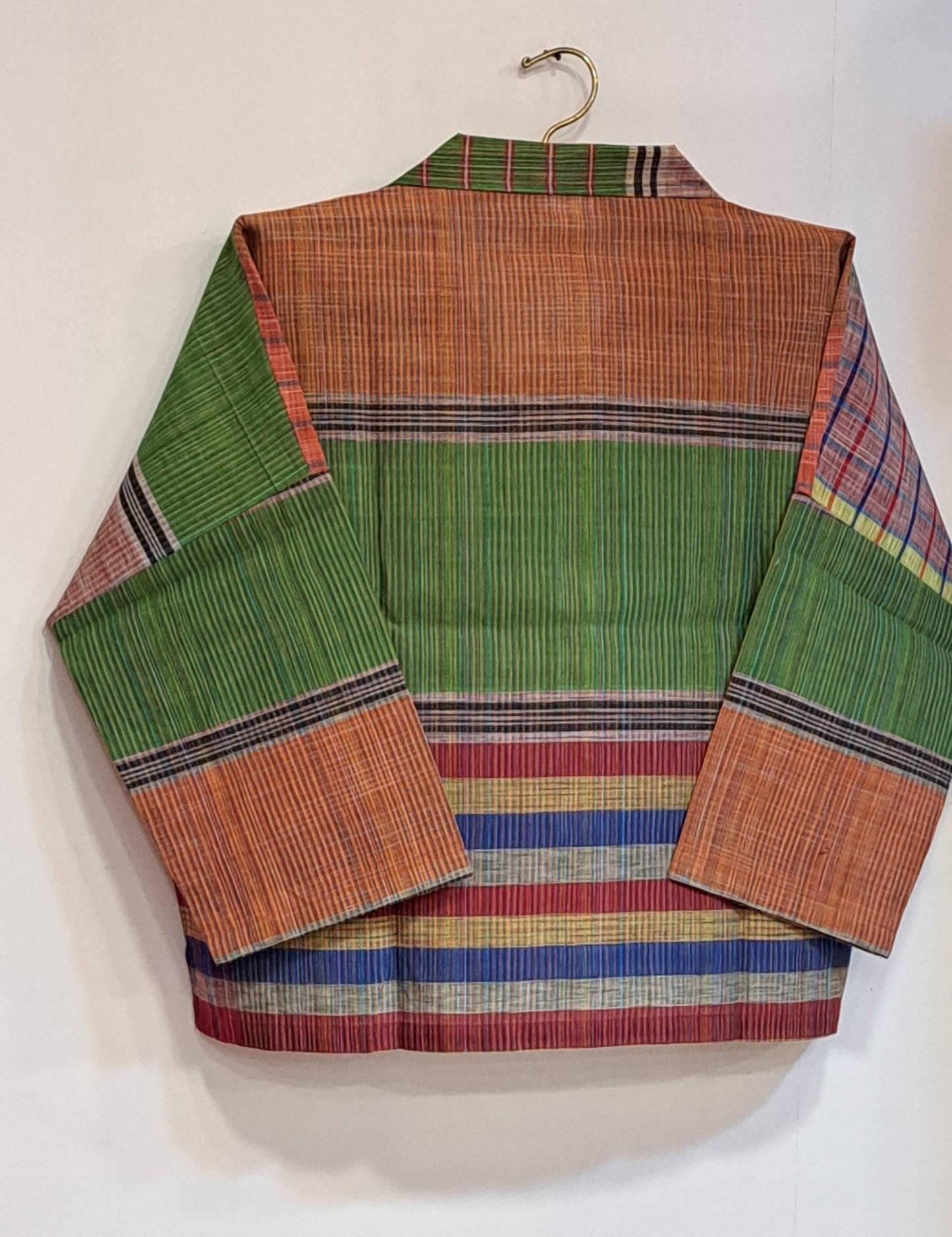 Oversized Top Cum Jaket For women Front Open Gamcha Fashion Handloom Cotton Multi Color(TOP103)