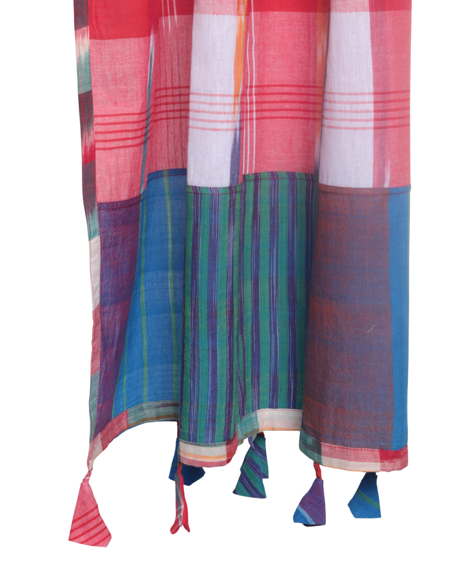 Rangila Dhaga Teal Blue Gamcha Dupatta with Contrast Borders & Tassels (2.5m)- GD012