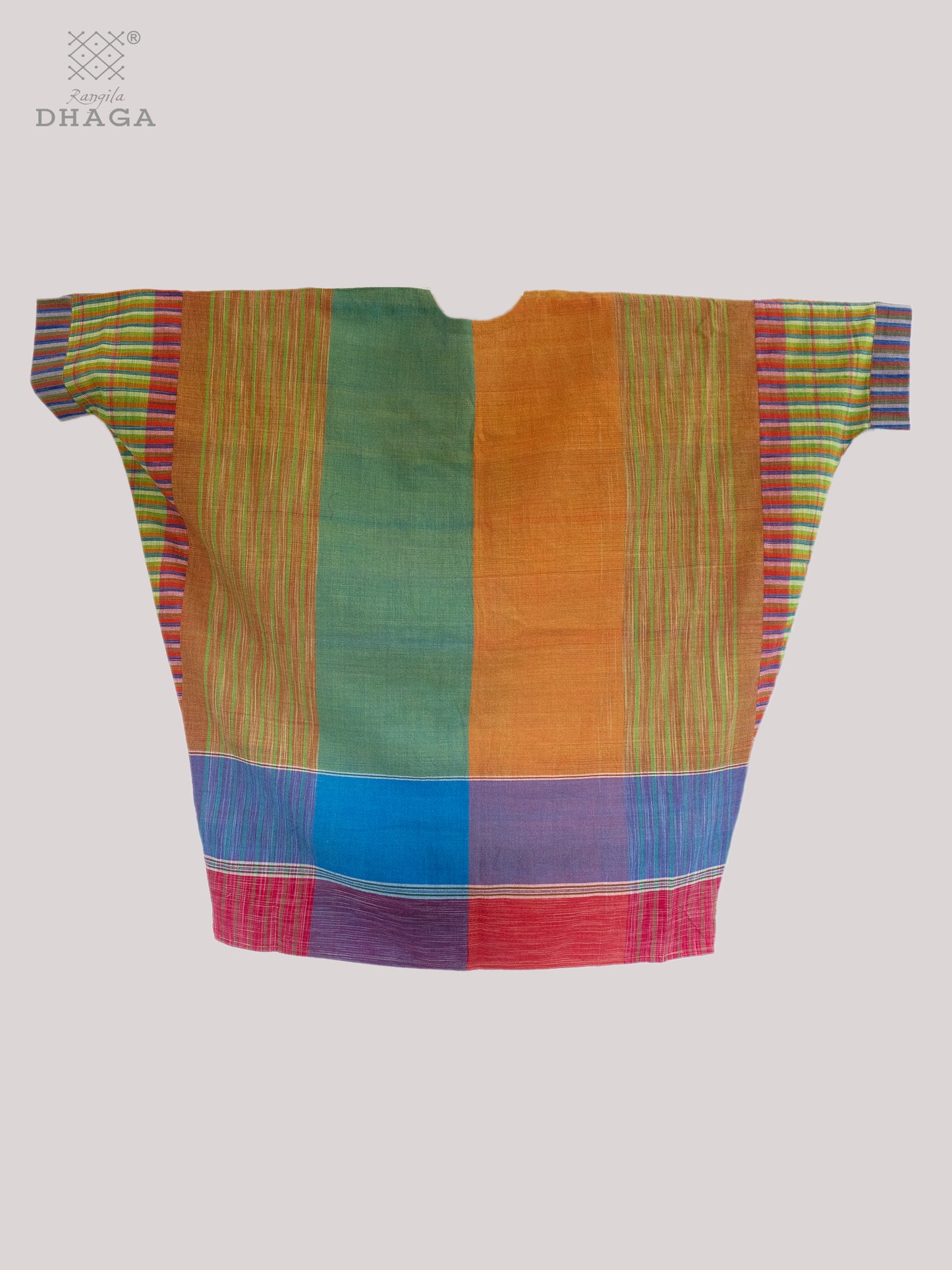 Kaftan Dress Long Free Size Gamcha Fashion Handloom Cotton Green SHR34