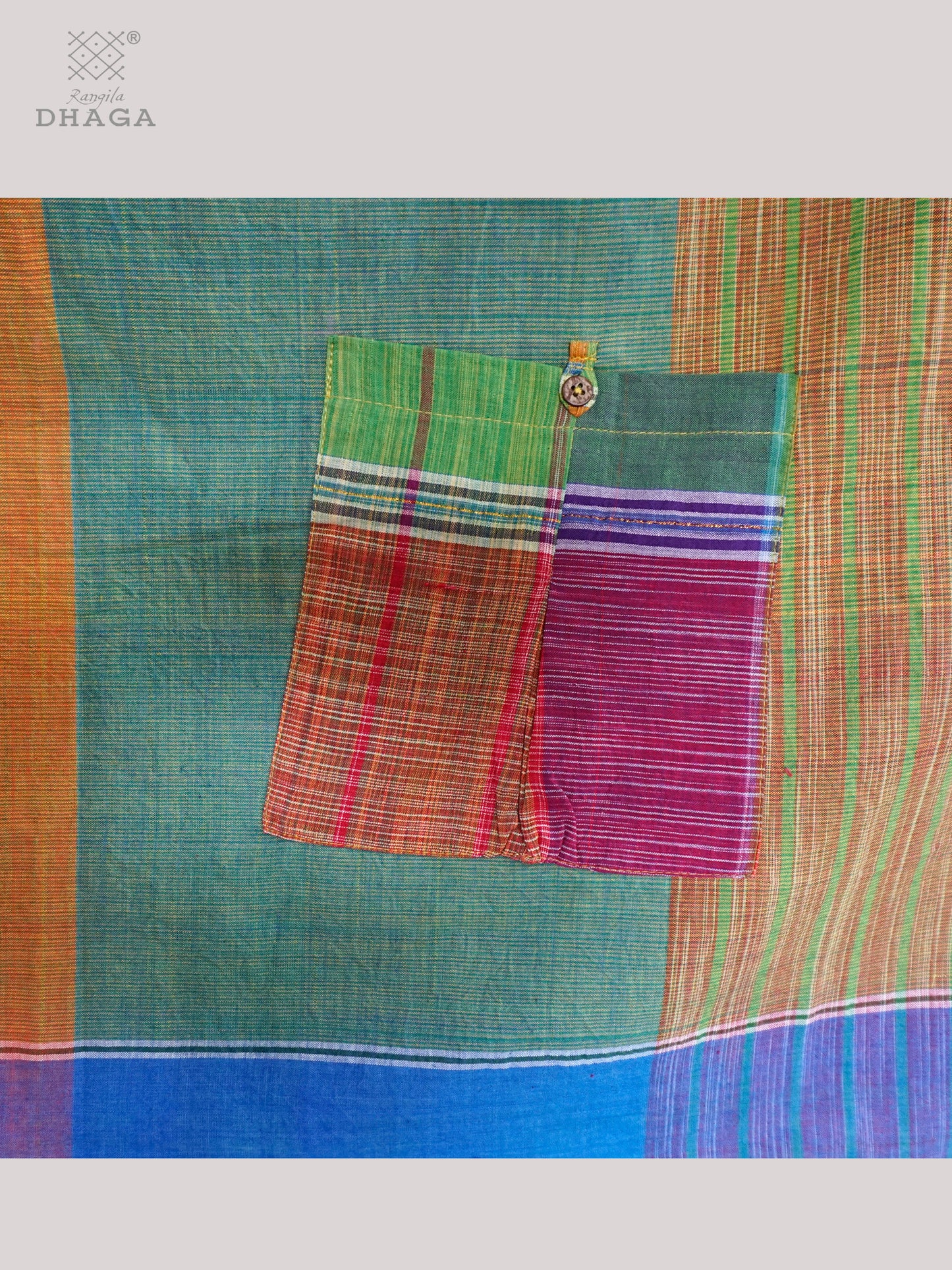 Kaftan Dress Long Free Size Gamcha Fashion Handloom Cotton Green SHR34