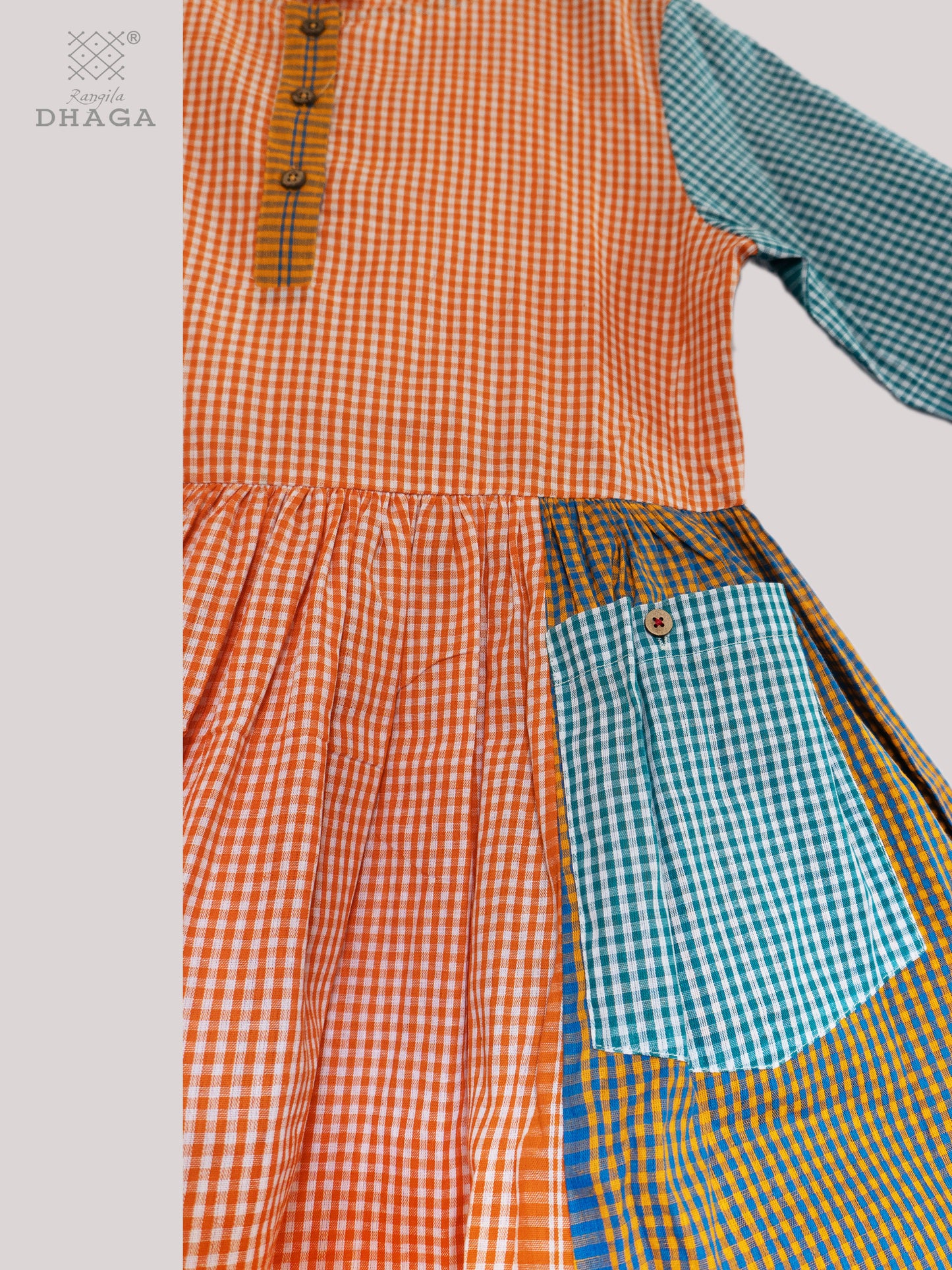 Dress Gamcha Fashion Handloom Cotton Fabric Yellow and Green Check D34