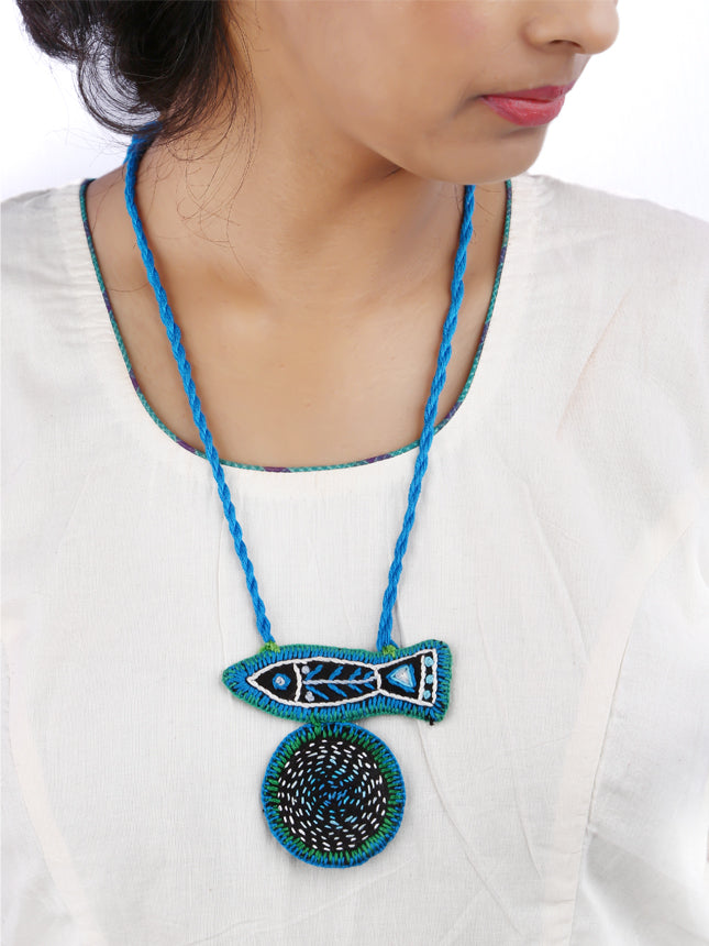 Hand Embroidered Deep Sea Design Necklace – Rangila Dhaga