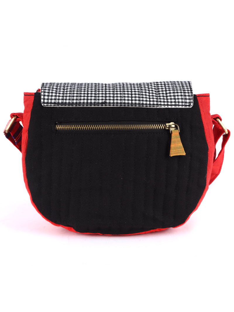 Sling Bag Gamcha Fashion Hand Embroided Black & White SL02