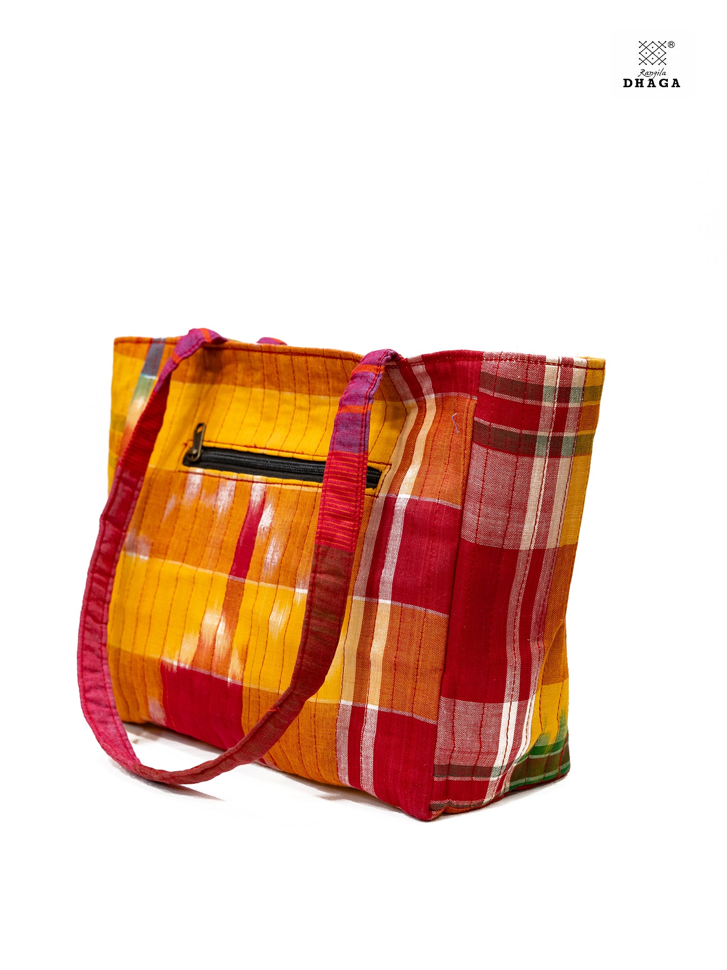 Hand-Crafted Gamcha  Tote Bag Red     Bag24