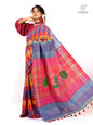 Hand Embroidered Kantha & Appliqué Bird Handloom Gamcha Patchwork Saree | Signature Design by Kalpana Das | Rangila Dhaga| Includes Blouse Piece GS130