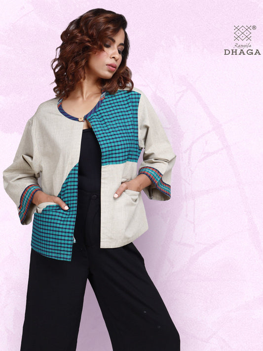 Short Jaket For Women Gamcha Fashion Handloom Cotton  (SHR10)
