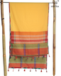 Rangila Dhaga Sunlit Mustard Gamcha Dupatta  with Multicolor Borders & Tassels – Handwoven Cotton (2.5m) GD006