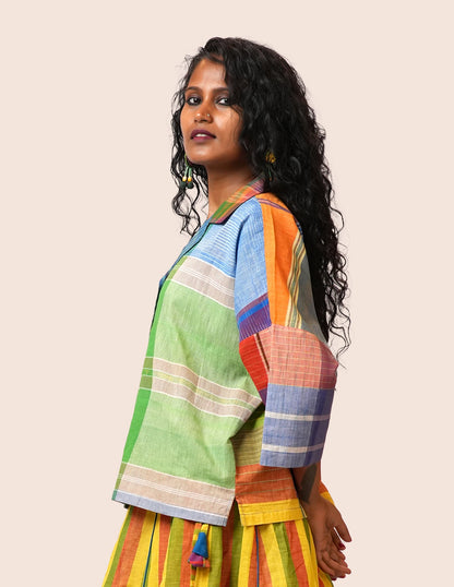 Women’s Oversized Gamcha Cotton Shirt | Handloom Front Open Top  S03