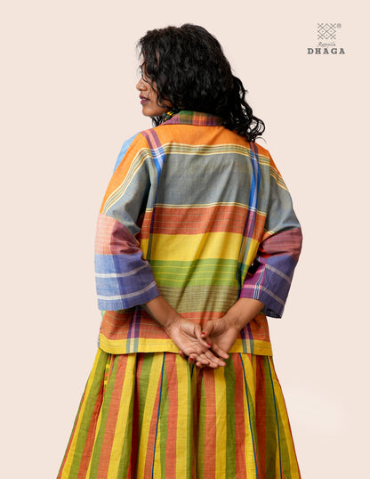 Women’s Oversized Gamcha Cotton Shirt | Handloom Front Open Top  S03
