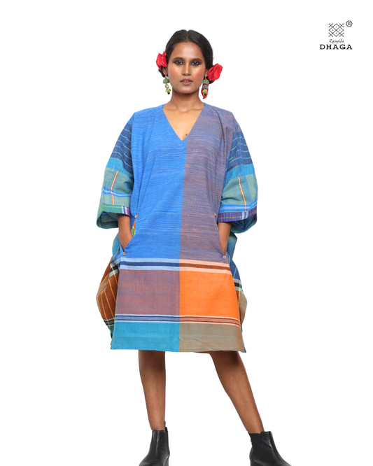 Free Size Handloom Gamcha Kaftan Dress BD03