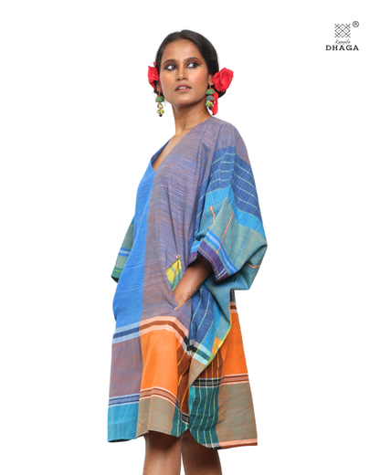 Free Size Handloom Gamcha Kaftan Dress BD03