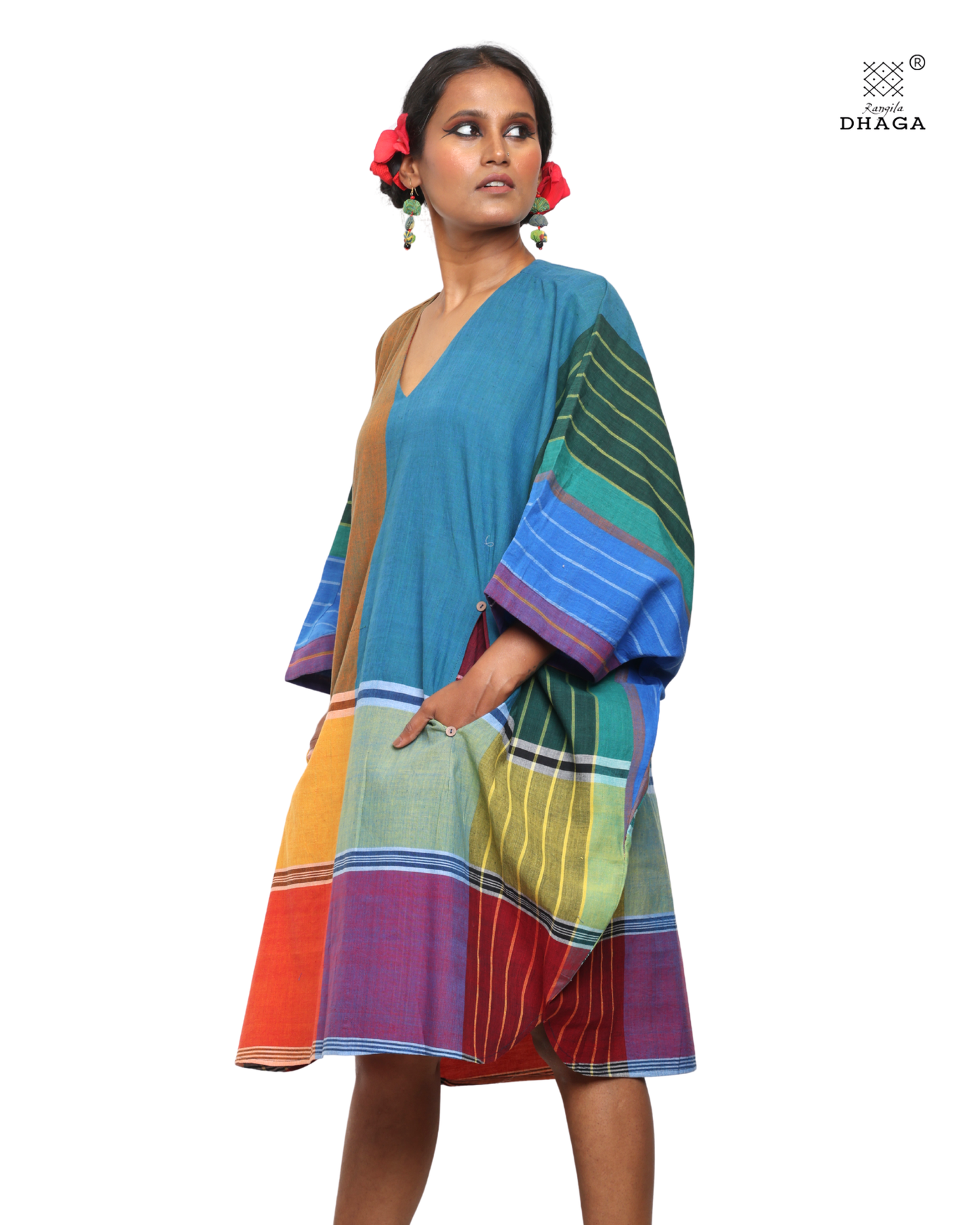 Free Size Handloom Gamcha Kaftan Dress BD04
