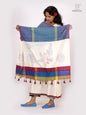 Handembroidered Kantha Stitch Handloom Gamcha Pakhi Dupatta  with Tassels | Artisan Dupatta(2.5m)- GD026