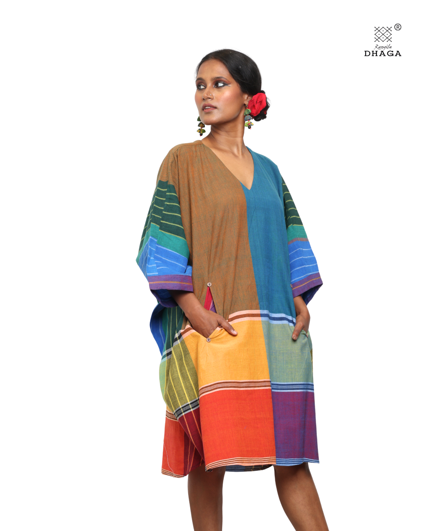 Free Size Handloom Gamcha Kaftan Dress BD04