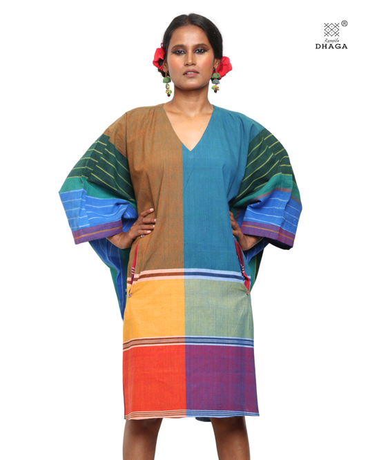 Free Size Handloom Gamcha Kaftan Dress BD04