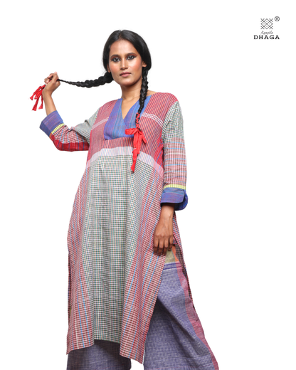 Handloom Cotton Gamcha Kurti with Pant Set- HWK002