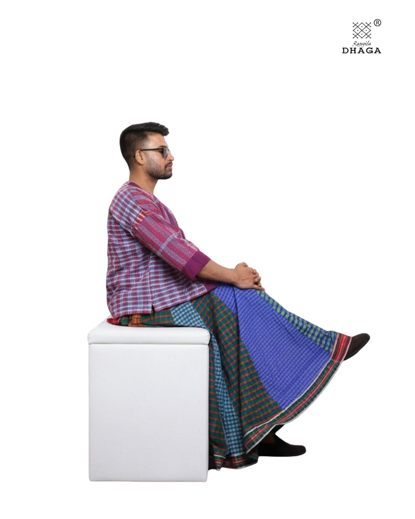 Rangila Dhaga Multi-Check Patchwork Skirt - GS001