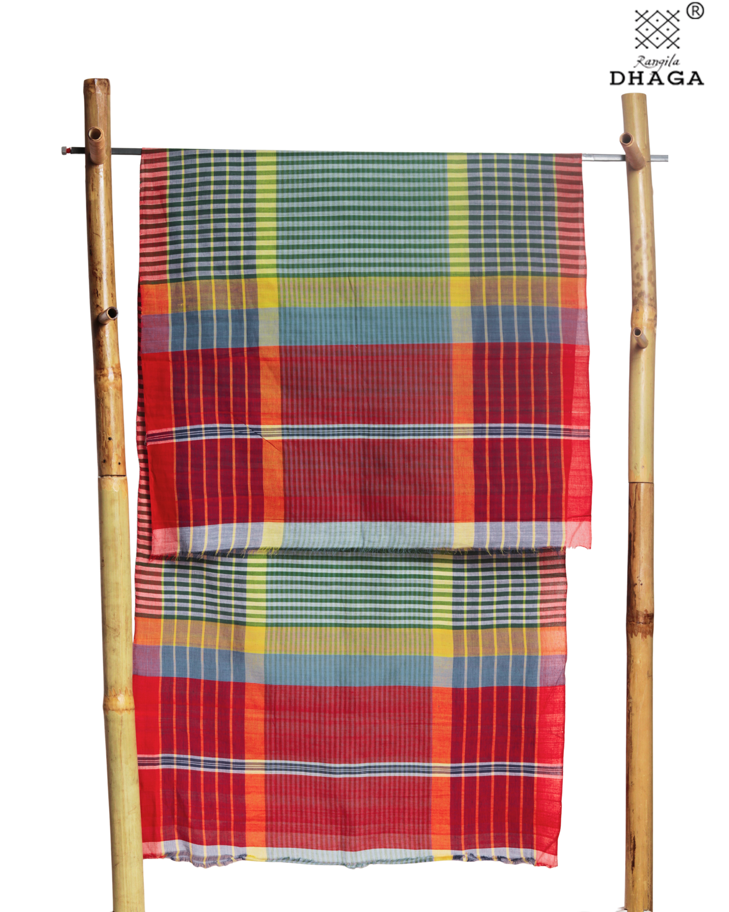 Rangila Dhaga Handwoven 2 Gamcha Fabric – Multicolor Checks (2m 8 cm)- GF001