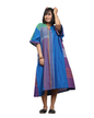 Handloom Blue Cotton &amp; Multicolor Gamcha Patchwork Dress