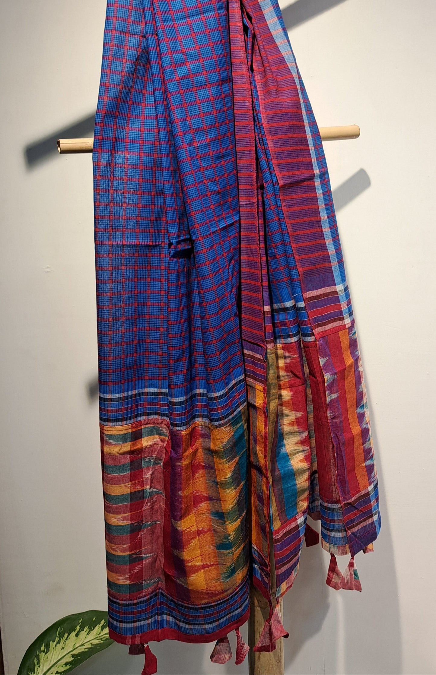 Patch work Gamcha Fashion Handloom Cotton Dupatta DP16( Blue Multicolor)