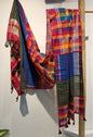 Patch work Gamcha Fashion Handloom Cotton Dupatta DP17( Red blue Multicolor)