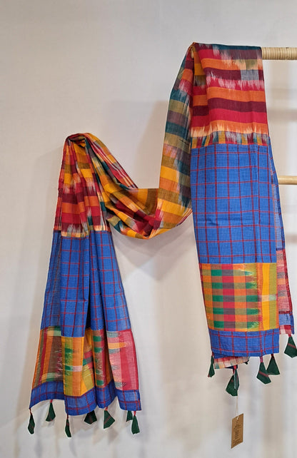 Patch work Gamcha Fashion Handloom Cotton Dupatta ( Multicolor) DP30