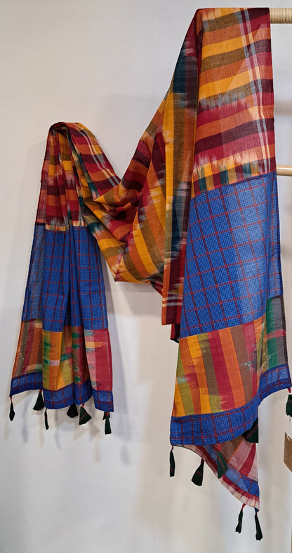 Patch work Gamcha Fashion Handloom Cotton Dupatta ( Multicolor) DP30