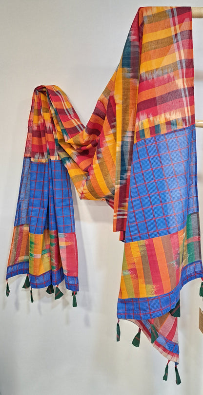 Patch work Gamcha Fashion Handloom Cotton Dupatta ( Multicolor) DP30