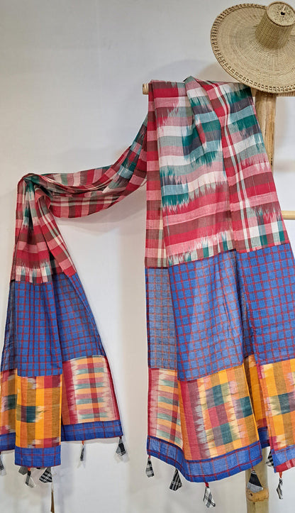 Patch work Gamcha Fashion Handloom Cotton Dupatta ( Multicolor) DP33