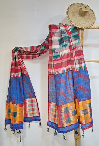 Patch work Gamcha Fashion Handloom Cotton Dupatta ( Multicolor) DP33