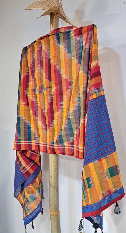 Patch work Gamcha Fashion Handloom Cotton Dupatta ( Multicolor) DP32