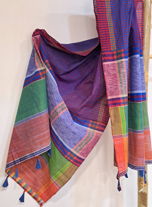 Patch work Gamcha Fashion Handloom Cotton Dupatta ( Multicolor) DP34