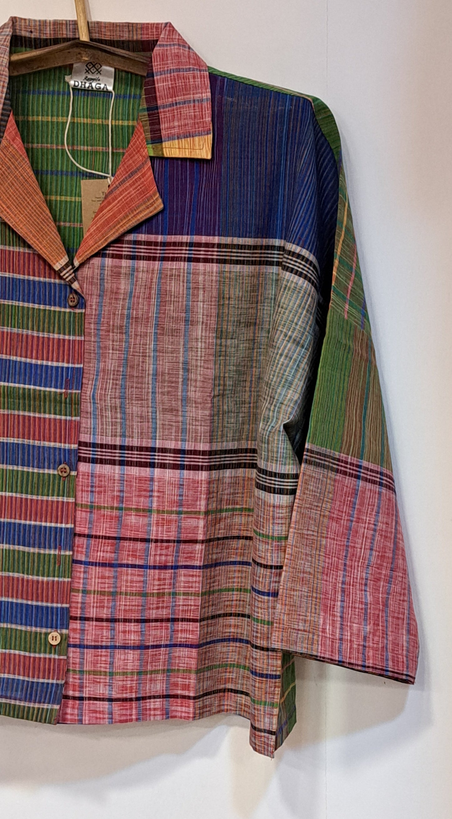 Oversized Top Cum Jaket For women Front Open  Gamcha Fashion Handloom Cotton Multi Color(TOP105