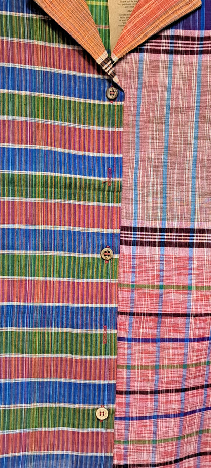 Oversized Top Cum Jaket For women Front Open  Gamcha Fashion Handloom Cotton Multi Color(TOP105