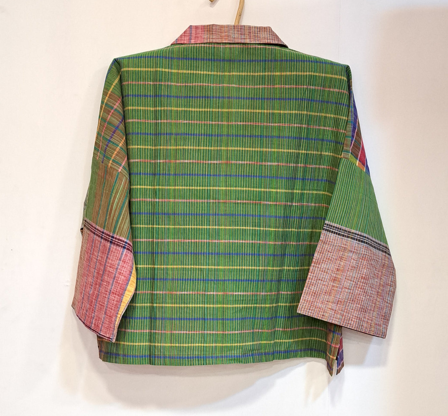 Oversized Top Cum Jaket For women Front Open  Gamcha Fashion Handloom Cotton Multi Color(TOP105